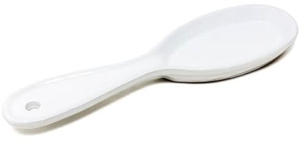 Verano Spanish Ceramics Rustic Pastel Fully Dipped Serving Spoon Rest - Decorative Home Kitchen Décor Dishware Counter Cooking Utensil Spatula Ladle with Hanging Hole Gift - 27cm White