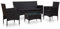 vidaXL 4-TLG. Garten-Lounge-Set mit Auflagen Poly Rattan Schwarz