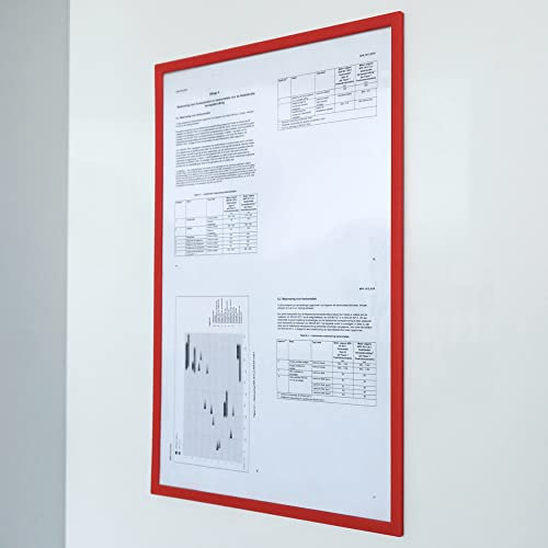 Vivol Magnetischer Dokumentenhalter A4 Rot - Transparent für Whiteboard und Wandmontage