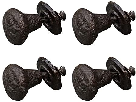 TentHome 4 Stück Möbelknöpfe Shabby Chic Vintage Möbelknauf Schrankknopf Gusseisen Schubladenknopf Antik Schwarz Matt Knauf für Schrank Schublade Küche Kommode (klein, Schneeflocke)