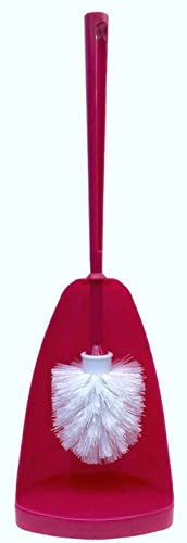 Escobilla de baño de plástico y soporte de cerdas fuertes rosadas