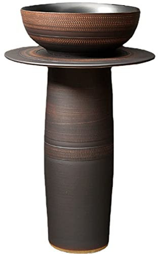 EXTLEZSA Standwaschbecken aus Keramik Waschtisch Waschplatz Standwaschbecken Saule Waschbecken Bad Für Bar Restaurant Coffee Shop (3 Teiliges Set)
