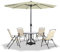 LZQ Sombrilla para balcón, diámetro de 350 cm, sombrilla de jardín con iluminación solar LED, sombrilla de mercado de aluminio con manivela, sombrilla de playa, redonda, sombrilla para terraza