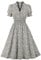 Wellwits Women's Collared V Neck Shirred Ditsy Floral Vintage Dress Light Green 2XL