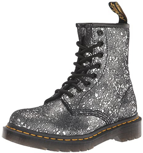 Dr. Martens Bottes tendance 1460 8 illets pour femme, Daim noir m tallis claboussures de peinture, 37 EU