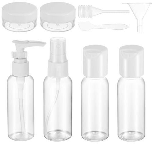 AUXSOUL 9 Stücke Reise Flaschen Set, 50ML Auslaufsichere Reise Container, Leak Proof Reiseflaschen, Nachfüllbare Leere Reiseflaschen für Kosmetik Flugzeug (Transparent)