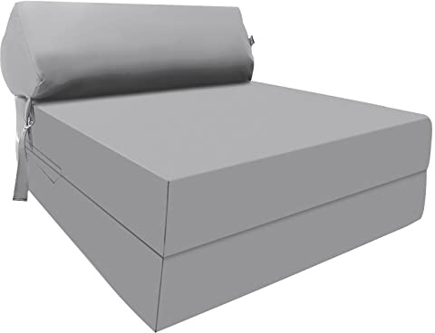 Fold Out Z Bed Chair Sofa Lightweight Bed Futon Supreme Quality Foam for Adult and Kids Lounger Mattress Ergonomically Designed Single Mattress Zbed (Grey)