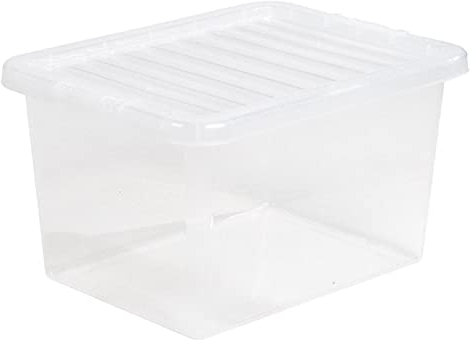 Pluto Packaging Extra Large Clear 80 Litre Stackable Home Office Plastic Storage Container With Lids (5)