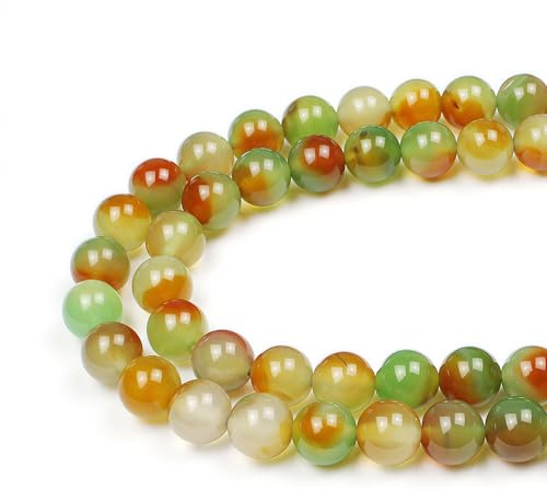 MJDCB Natural Round Stone Beads 12mm Peacock Agate Loose Gemstone Beads for Jewelry Making Bracelet Necklace 30pcs
