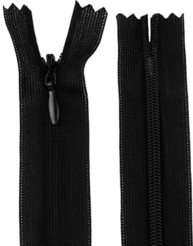 Aerzetix - C61922 - Set di 10 Cerniere Invisibili 65cm Non separabili - Cerniera Lampo - Colore Nero - pelletteria Jeans Pantaloni Vestito Gonna Abbigliamento Cucito