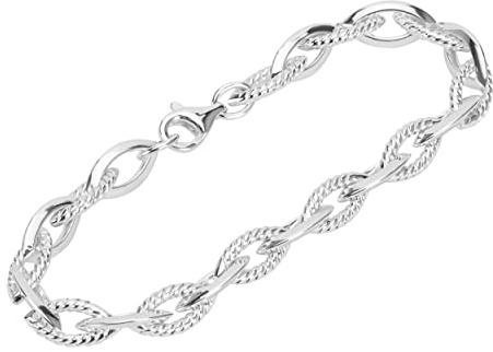 NKlaus Armband 21cm Dreikantkette ziseliert glatt 925 Sterling Silber Breite: 7,5mm 9609
