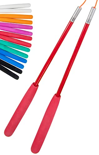 Juggle Dream SuperGlass Diabolo Handstäbe aus Fiberglasrohr und Diaboloschnur - mit Eva-Schaumgriff - in Profi-Qualität Jongliergeräte (Rot)