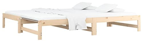 vidaXL Tagesbett Ausziehbar Sofa Gästebett Sofabett Bett Bettsofa Schlafsofa Lattenrost Ausziehbett Bettgestell Holzbett 2X(90x200) cm Massivholz Kiefer