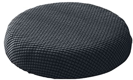 Hoement Hockerbezug Stretch-Spandex rundes Esszimmerstuhlkissen einfach zu verwendender Bezug für den Heimgebrauch Stuhlschutz Dunkelgrau