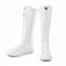 Valink Stivali alti da donna, alla moda, tele, stivali da ballo al ginocchio, scarpe da ballo con cerniera laterale con lacci e lacci da donna, colore bianco standard