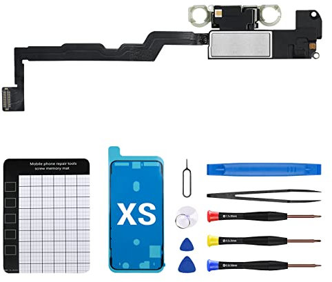 for iPhone Xs Ear Speaker Replacement Repair Kit iPhoneXs Front NEW Earpiece Module with Proximity Sensor Ambient Light Sensor Part Flex Cable Connector Fix Tools Kit for A1920 A2097 A2098 A2099 A2100