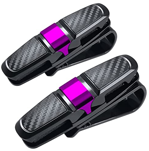 2Stück Brillenhalter für Auto Sonnenblende,Brillenhalter Auto,Sonnenbrillen Brillen mit Kartenkarten Clip,180°Rotational Brillen Clip mit Karten Clip,Universal Doppelenden Brillenhalterung(Rosenrot)