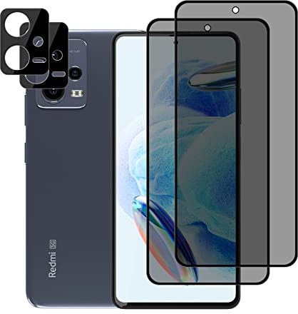 LanQii Anti-Spionage-Hartglas, kompatibel mit Xiaomi Redmi Note 12 Pro 5G/Redmi Note 12 Pro+ 5G, 2 + 2 Displayschutzfolien für Privatsphäre + Rückkamera für Redmi Note 12 Pro 5G