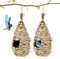 2 Pezzi Nido Uccelli da Appendere,Casetta per Uccelli da Albero,Casette per Colibrì da Appendere Esterno,Paglia Sacchetti di Posatoio per Uccelli,Scatole di Uccello Intrecciati a Mano,24x10,5 cm