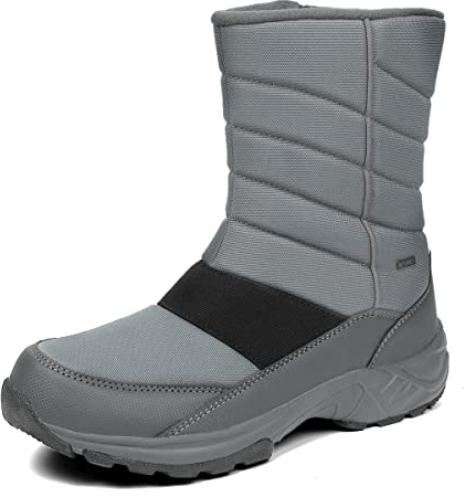 TLOLA Winterstiefel Herren Wasserdicht Winterschuhe Warm Gefüttert Schneestiefel Leicht Wanderschuhe Trekkingschuhe Rutschfest Stiefel Herren Arbeiten Ski Outdoor Boots Herren (Grau EU 42)