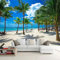 GIVLWF Papier Peint de Cocotier De Bord De Mer Moderne, Paysage De Plage Papier-Peint Murs - pour Restaurant-Bar à Thème Décoration Murale 350 x 265 cm