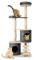 COSTWAY Kratzbaum Holz mehrstöckig, 161cm Katzenbaum Groß, Katzenkratzbaum mit 2 Höhlen & Plüschsitzstange & Plattform, Aktivitätsbaum Katzenmöbel, Katzen Spielhaus, Kletterbaum Grau