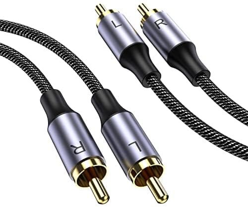 MOSWAG Cable RCA estereofónico, enchufe RCA a enchufe rca, cable de audio asistido estereofónico, cable Subwoofer de 10M,chapado en oro de 24k,tejido de nylon,audio,radio en coche,altavoces