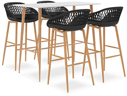 Homgoday Moderner Bar-Set mit MDF-Tisch und Metallbeinen, Weiß, 120x60x105 cm - Für Inneneinrichtung, Garten, Bar Model3057434