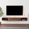 Pmnianhua TV Board Hängend, TV-Schrank TV-Board Lowboard, TV-Bank Fernsehschrank, Multimedia Wandregal Großer Speicher mit 1 Tür und 2 Schränken für Wohnzimmer Schlafzimmer & Büro (120cm)