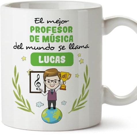 MUGFFINS Tazas Personalizadas para PROFESOR DE MÚSICA hombre - En Español - Eres Mejor del Mundo - 11 oz / 330 ml - Regalo Personalizable original y divertido
