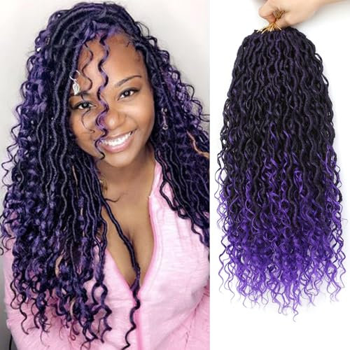Goddess Locs Crochet Hair For Black Women 10 Inch 8 Packs Fausse Locks Crochet Braids Boho Locs Crochet Braids Meches Crochet Locs(1B/Purple#)