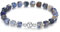 MetJakt Handgemachtes Stretch Armband mit 6MM Echtes Naturstein Würfel Design und 18k Vergoldete Kugel Edelstein Perlenarmband für Damen und Herren (Sodalith -Silber)