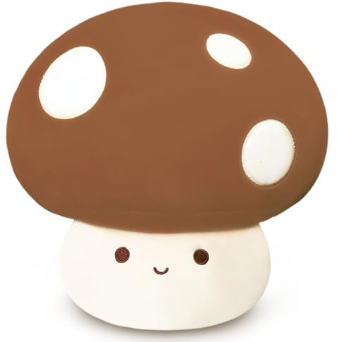 SNOWOLF 23cm Pilz Plüsch Spielzeug 3D Weiche Pilz Plüsch Kissen Kawaii Squishy Puppe Gefüllte Umarmung Kissen Geschenk für Mädchen Kinder Frauen Dekor Weihnachten Valentins Party (Brown)