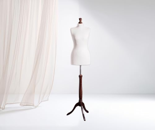 LUSORIA Schneiderpuppe, Schneiderbüste weiblich weiß/Dunkles Holz (XS 34/36)