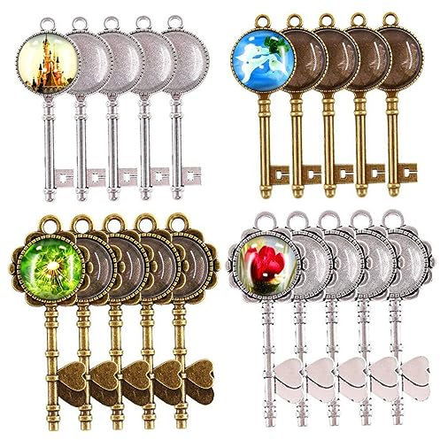 SHINEOFI 48St Zubehör für Halskettenanhänger Handwerk Lünette Tabletts Anhängerrohlinge bastelbedarf anhänger für bettelarmband Zubehör für Schmuckanhänger DIY-Anhänger Schlüssel Base
