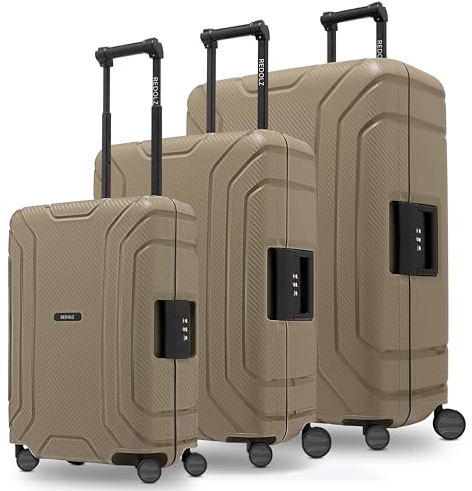 REDOLZ Hartschalen Koffer-Set 3-teilig ohne Reißverschluss | 3-Punkt-Verschluss-System | aus hochwertigem Polypropylen Material | 4-Doppelrollen & TSA-Schloss für Damen & Herren (Essentials 15)