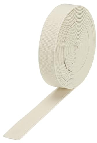 QUARKZMAN 1.5cm Gummiband Breit zum Nähen, 4.7 Meter Elastic Rubber Band, Breites Gummiband für Hosen, Bund, Stoffe zum Nähen (Beige)