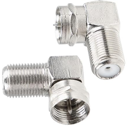 Coaxial Connector 2 Packs Right Angle TV Aerial F Type Adapters Male to Female Coaxial Coupler 90 Degree Cable Connector for Satellite SKY, Virgin Wall Mounted TV, Set Top Box Faceplate Sliver