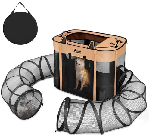 Ownpets Túnel de recinto para gatos al aire libre, corralito portátil para mascotas, tienda plegable para cachorros, jaula de ejercicio para uso en interiores y exteriores