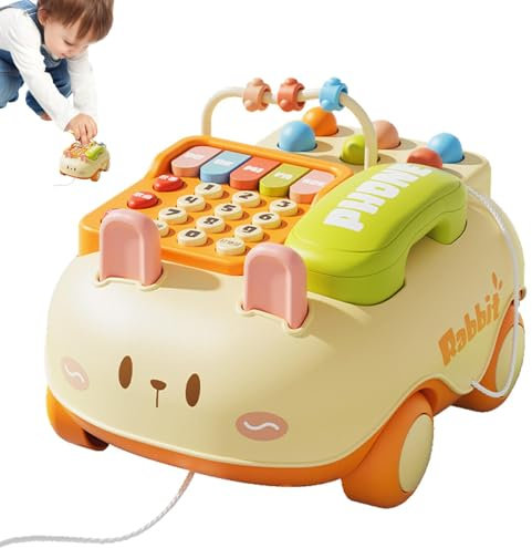jlceh Giocattolo telefonico per bambini | Smartphone di linea fissa simulato a fumetti finto telefono | Giocattoli per auto da trascinare Giocattoli per la prima educazione per bambini piccoli