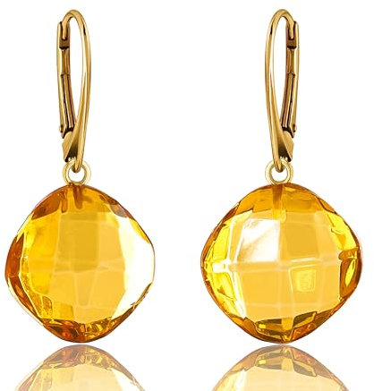 Amber by Mazukna - Bernstein Ohrringe - Eleganter Bernstein-Schmuck Hängend mit goldenem Fitting für Damen, Tropfenförmige Amber-Ohrringe, Damenschmuck