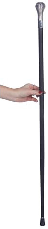 Gehstock mit rundem Knauf schwere Ausführung Schwarz/Silber 93 cm Spazierstock für Edelmann Marquis König Vampir