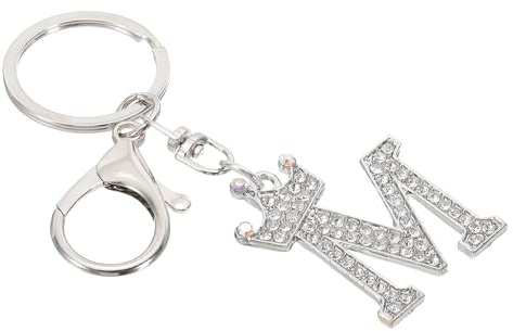 PATIKIL Porte-Clés de Lettre Initiale, Pendentif de Lettre M Design Couronne Avec Des Diamants en Cristal, Pendentifs D'Alphabet Décoratifs pour Sac À Dos Artisanal, Ton Argent