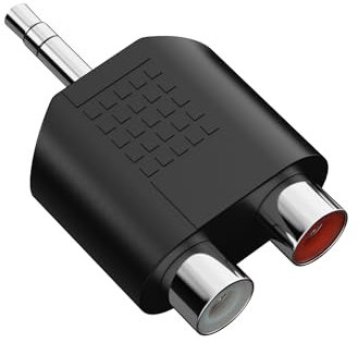 HDSupply divisor de audio, adaptador Y, conector jack aux 3,5 mm a 2x RCA cinch socket, para altavoces, subwoofer, barra de sonido, TV, coche, radio, smartphone, tablet, negro