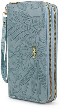 AdiStylinno Women Wallets, Large Capacity Double Zip Long Purses for Women, PU Leather Ladies Credit Card Holder Wallet with Zip Pocket Multi Card Slots and Big Compartments (Blue)