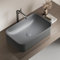 EMKE Lavabo da Appoggio Rettangolare 61 × 38 × 15 cm – Lavabo per WC Ospiti, Lavabo in Ceramica per Bagno,Grigio scuro opaco