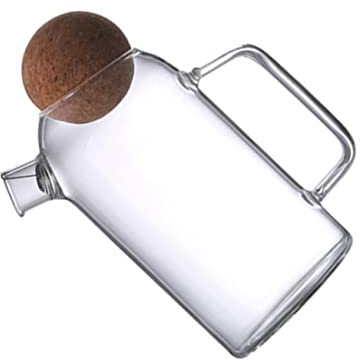 PartyKindom Glass Tea Kettle Heat-Resistant 800ml Thickened Glass Teapot Cork Stopper Household Water Pitcher for Brewing Tea