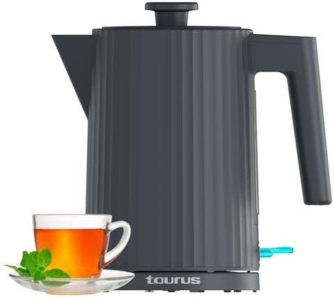 Taurus – Hervidor eléctrico Jonic Tea | 2200W | 1,7L | Base giratoria 360º | Filtro antical | Auto Off | Indicador nivel agua | BPA Free | Diseño ergonómico | Alojamiento Cable | Negro