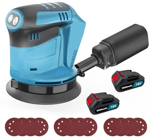 Orbital Sander for Makita 18V Battery,6 Adjustable Speeds,12pcs Sandpaper,Dust Collection Box for Sanding and Polishing,Electric Sander Perfect for Wood and Steel Surfaces