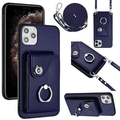 TQmchun Coque pour OnePlus Nord 4 5G avec Cordon Flip Portefeuille Étui Cuir,Portable Réglable Collier Housse Étui avec Anneau Antichoc Telephone Case - Bleu